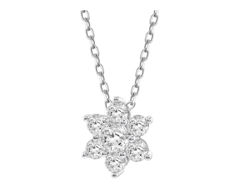 Naszyjnik srebrny z diamentami laboratoryjnymi - kwiat - 0,44 ct