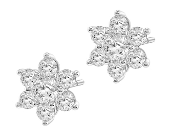 Kolczyki srebrne z diamentami laboratoryjnymi - kwiaty - 0,64 ct