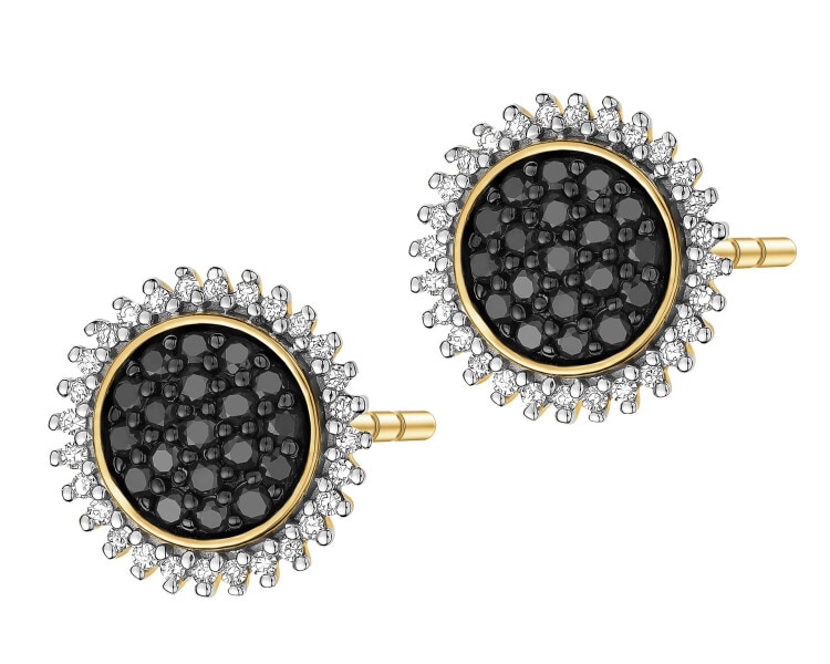 Kolczyki z żółtego złota z diamentami - 0,32 ct - próba 585