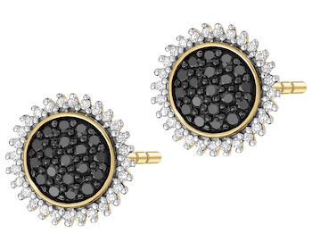 Kolczyki z żółtego złota z diamentami - 0,32 ct - próba 585
