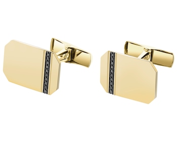 Spinki do mankietów z żółtego złota z brylantami - 0,08 ct - próba 585