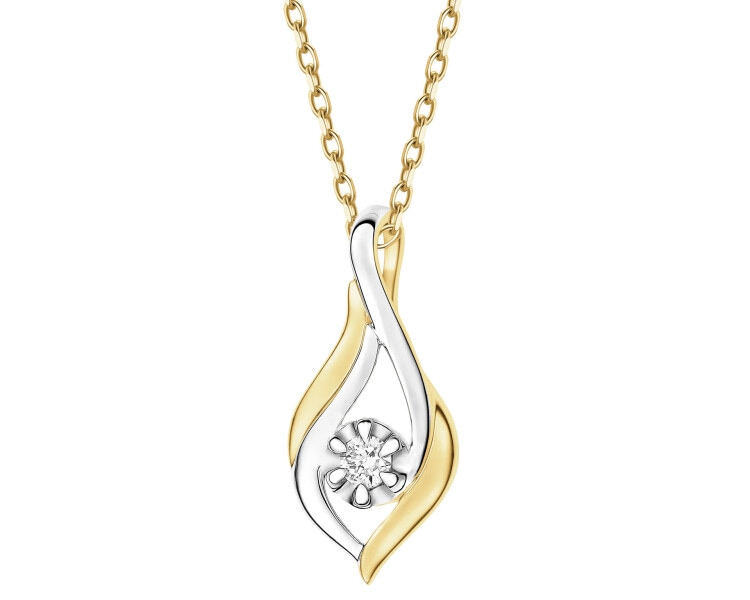 Zawieszka z żółtego złota z brylantem - 0,03 ct - próba 585