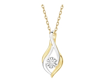 Zawieszka z żółtego złota z brylantem - 0,03 ct - próba 585