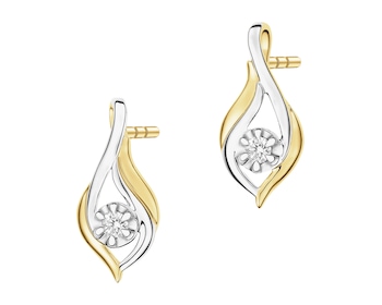 Kolczyki z żółtego złota z brylantami - 0,03 ct - próba 