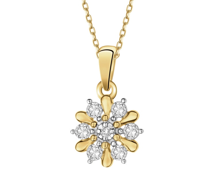 Zawieszka z żółtego złota z brylantem - 0,01 ct - próba 375