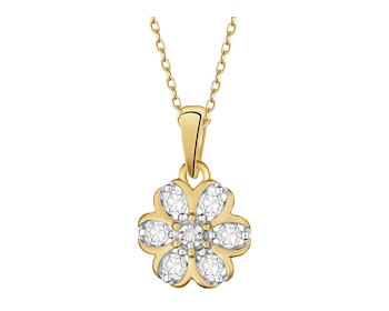 Zawieszka z żółtego złota z diamentem - kwiat - 0,007 ct - próba 375