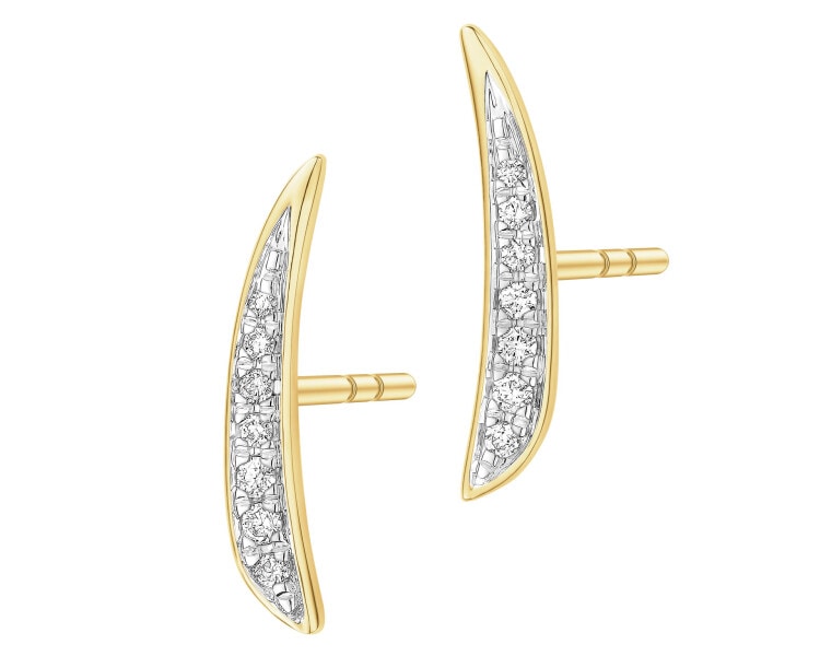 Kolczyki z żółtego złota z brylantami - 0,07 ct - próba 585