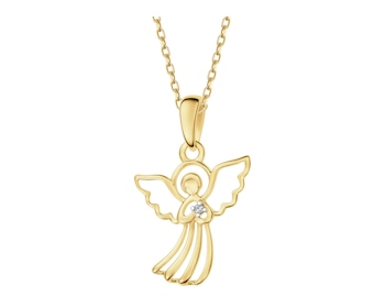 Zawieszka z żółtego złota z diamentem - aniołek - 0,003 ct - próba 375
