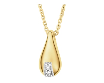 Naszyjnik z żółtego złota z diamentami - łezka - 0,01 ct - próba 585