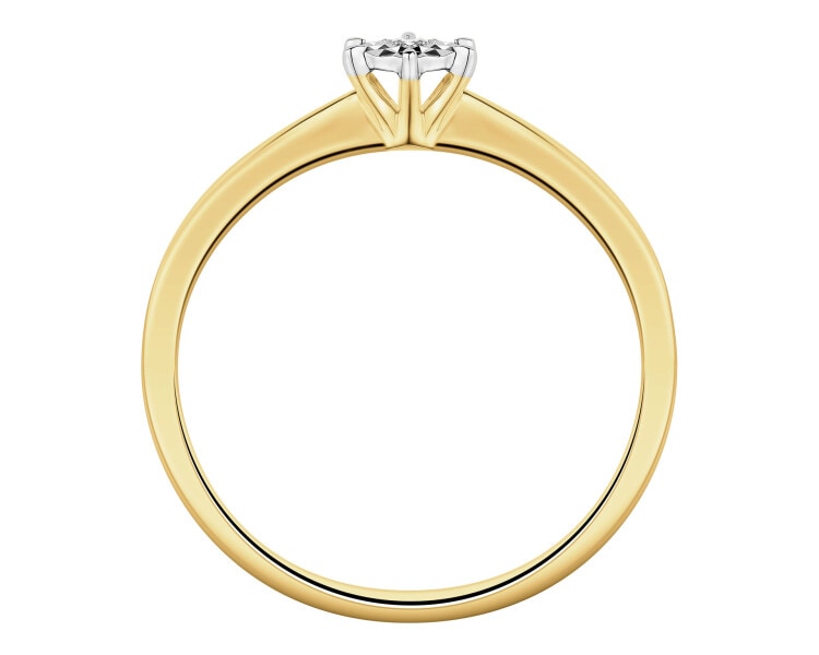 Pierścionek z żółtego i białego złota z brylantem - 0,02 ct - próba 585