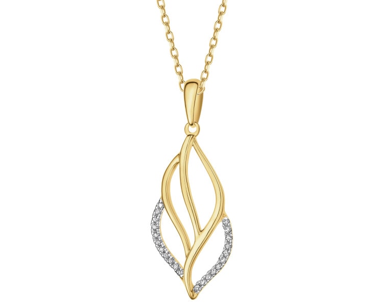 Zawieszka z żółtego złota z diamentami - 0,03 ct - próba 375