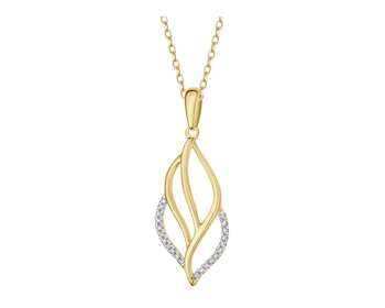 Zawieszka z żółtego złota z diamentami - 0,03 ct - próba 375