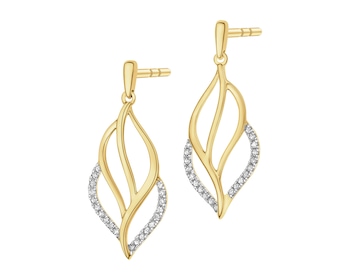 Kolczyki z żółtego złota z diamentami - 0,05 ct - próba 375