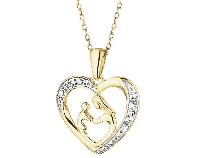 9ct Yellow Gold Pendant with Diamond - 0,01 ct - fineness 14 K