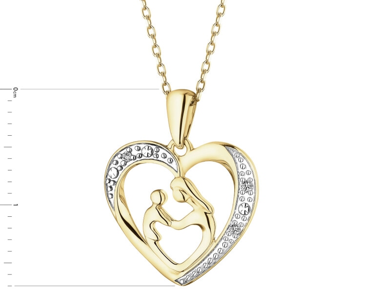 9ct Yellow Gold Pendant with Diamond - 0,01 ct - fineness 14 K