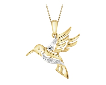 Zawieszka z żółtego złota brylantami - koliber - 0,03 ct - próba 585