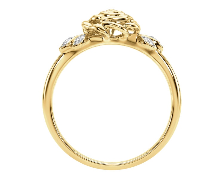 9 K Rhodium-Plated Yellow Gold Ring with Diamonds - 0,02 ct - fineness 14 K