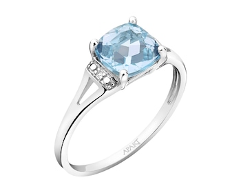 9ct White Gold Ring with Diamonds - fineness 14 K