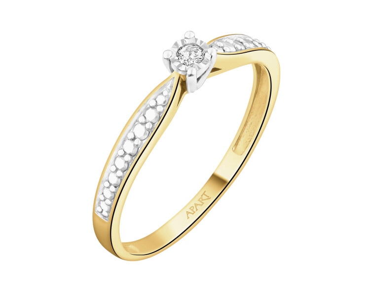 Prsten ze žlutého zlata s briliantem - 0,03 ct - ryzost 585