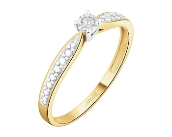 Prsten ze žlutého zlata s briliantem - 0,03 ct - ryzost 585