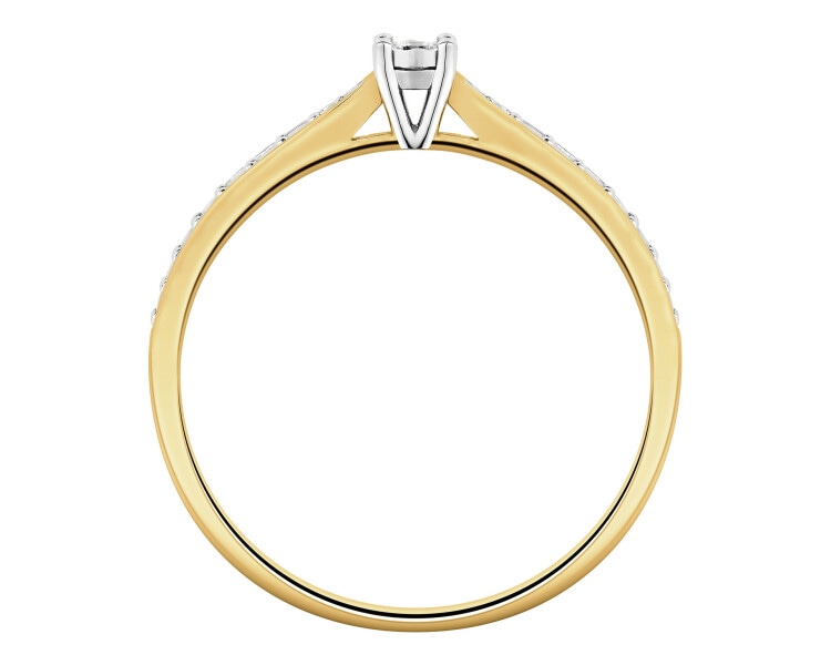 Prsten ze žlutého zlata s briliantem - 0,03 ct - ryzost 585