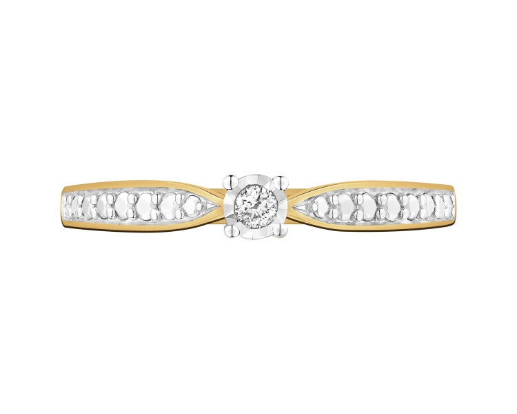 Prsten ze žlutého zlata s briliantem - 0,03 ct - ryzost 585