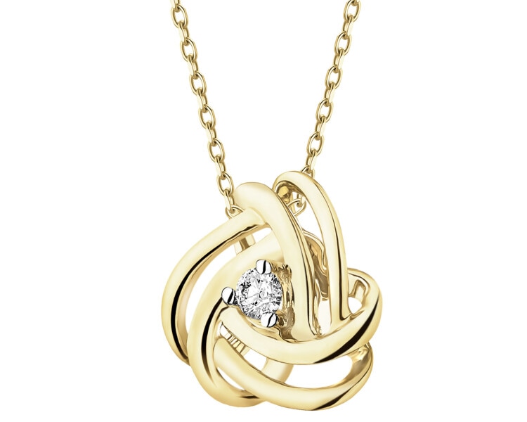 Zawieszka z żółtego złota z brylantem - 0,02 ct - próba 585