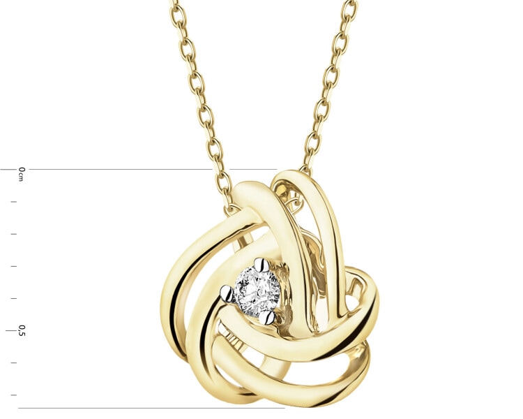 Zawieszka z żółtego złota z brylantem - 0,02 ct - próba 585