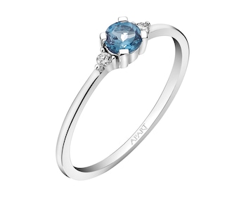 Prsten z bílého zlata s brilianty a topazem London Blue - ryzost 585