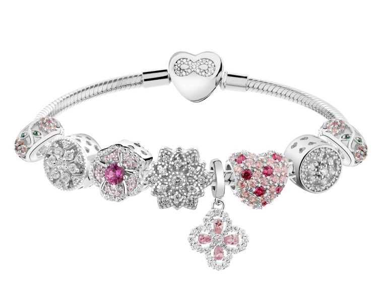 Bransoleta beads zestaw - serce, kwiaty, nieskończoność