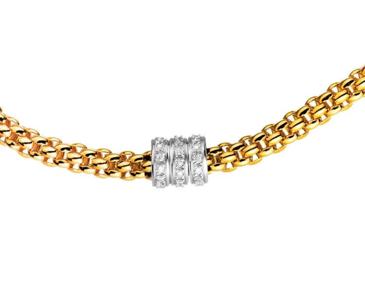 Yellow and white gold necklace with brilliants 0,30 ct - fineness 750