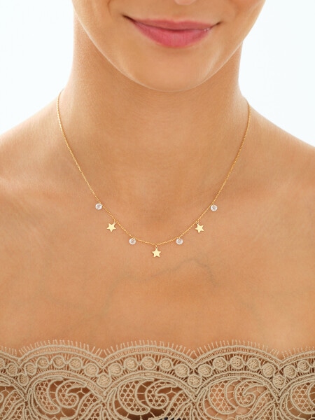 9 K Yellow Gold Necklace with Cubic Zirconia