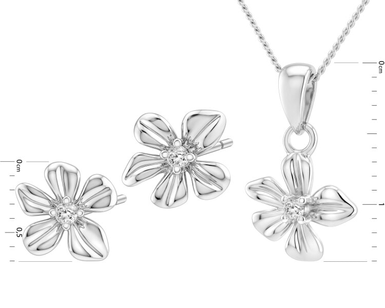 Rhodium Plated Silver Set with Cubic Zirconia