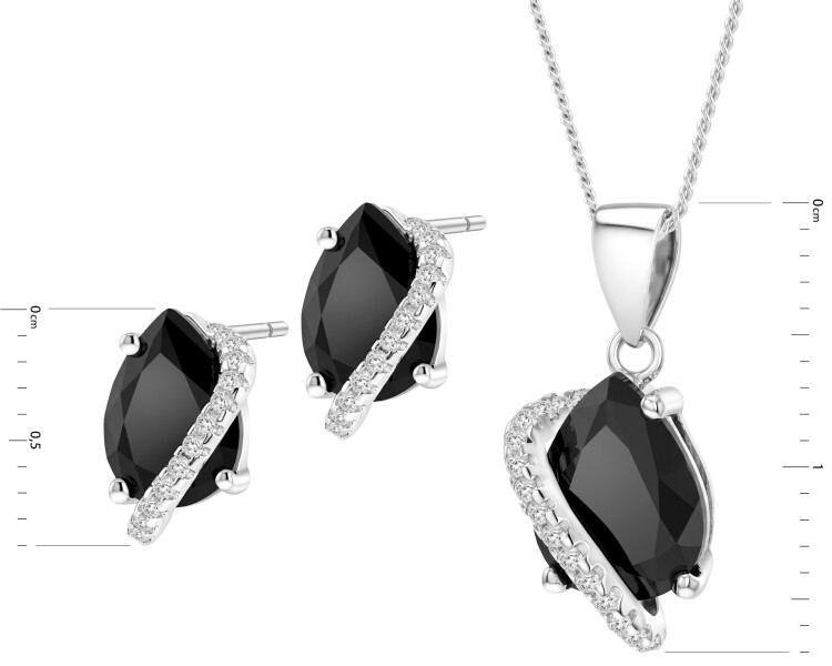 Rhodium Plated Silver Set with Cubic Zirconia