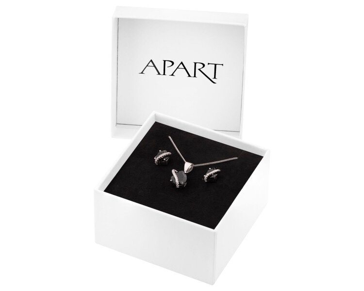Rhodium Plated Silver Set with Cubic Zirconia