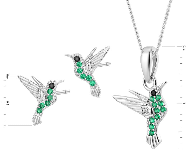 Rhodium Plated Silver Set with Cubic Zirconia