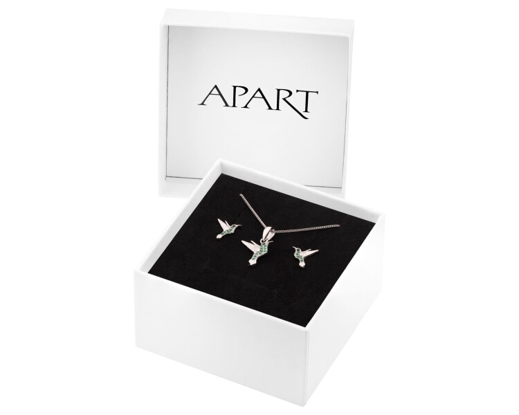 Rhodium Plated Silver Set with Cubic Zirconia
