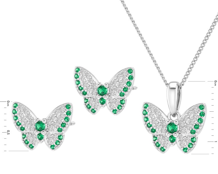 Rhodium Plated Silver Set with Cubic Zirconia