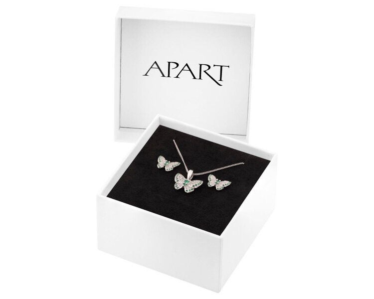 Rhodium Plated Silver Set with Cubic Zirconia