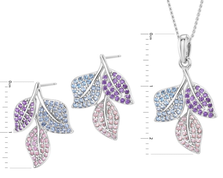 Rhodium Plated Silver Set with Cubic Zirconia