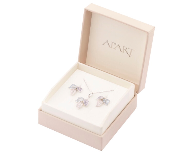 Rhodium Plated Silver Set with Cubic Zirconia
