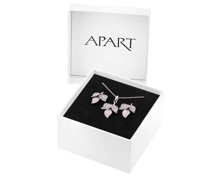 Rhodium Plated Silver Set with Cubic Zirconia