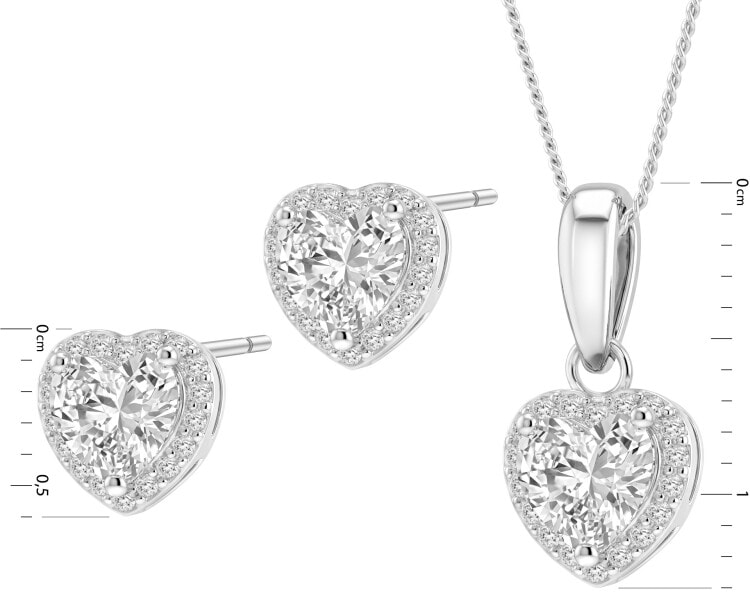 Rhodium Plated Silver Set with Cubic Zirconia