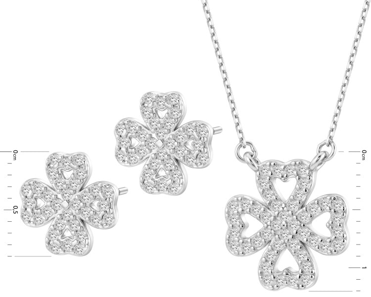 Rhodium Plated Silver Set with Cubic Zirconia