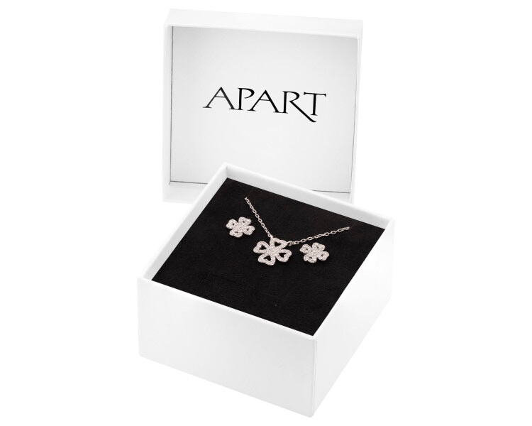 Rhodium Plated Silver Set with Cubic Zirconia