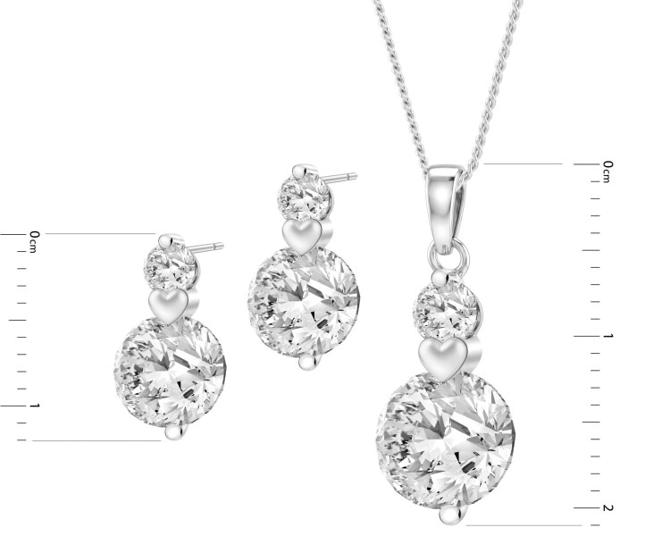Rhodium Plated Silver Set with Cubic Zirconia
