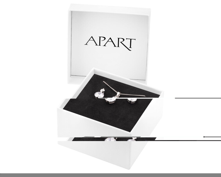 Rhodium Plated Silver Set with Cubic Zirconia