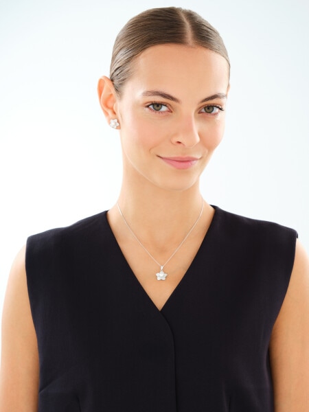 Rhodium Plated Silver Set with Pearl