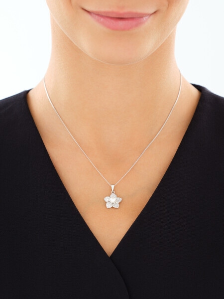 Rhodium Plated Silver Set with Pearl