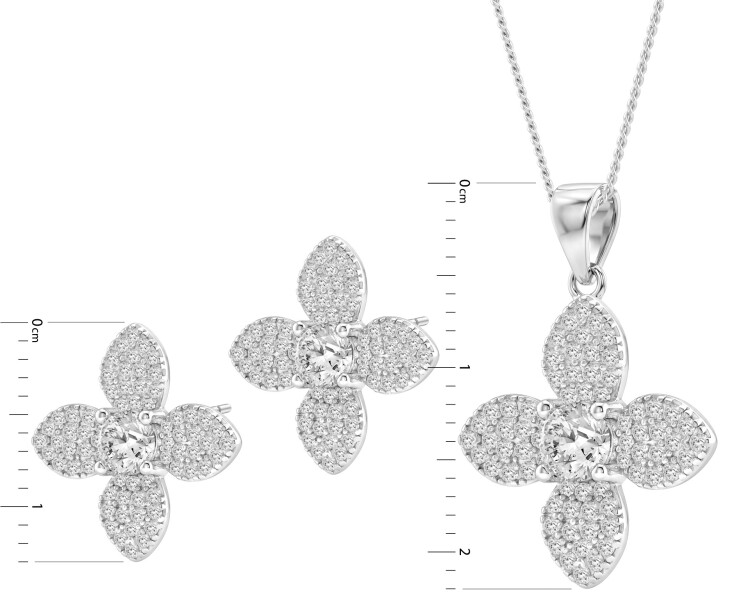 Rhodium Plated Silver Set with Cubic Zirconia